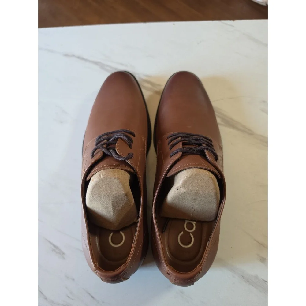 Calvin Klein Men's Carl Smooth Calf Leather Oxford Shoes Brown/Tan Size 7